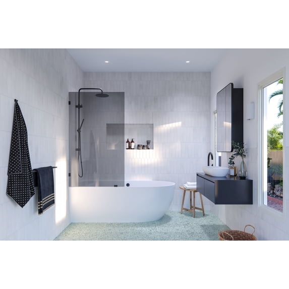 Glass Warehouse GTBF-34-MB Ursa 58-1/4" High X 34" Wide Shower Screen Frameless Tub Door -
