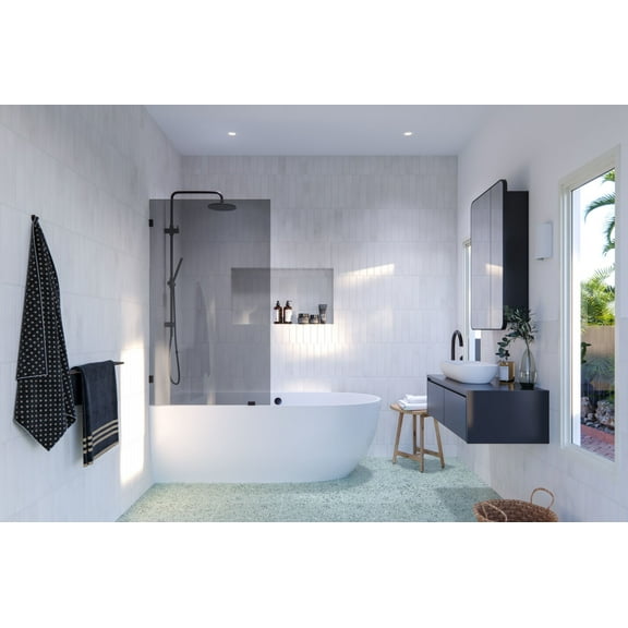 Glass Warehouse Gtbf-34 Ursa 58-1/4" High X 34" Wide Shower Screen Frameless Tub Door -