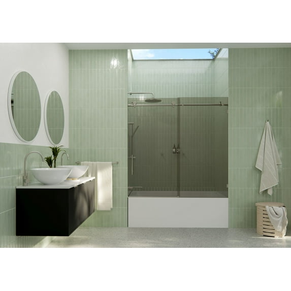 Glass Warehouse Gtbsld-60 Equinox 60" High X 60" Wide Sliding Frameless Tub Door - Nickel