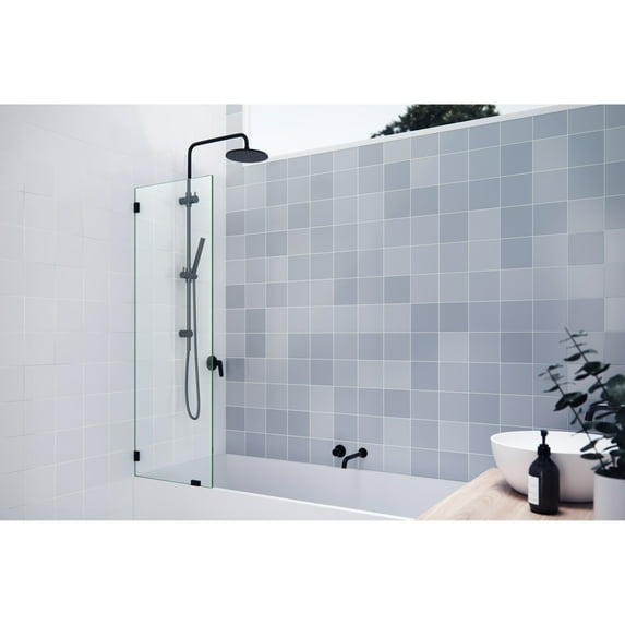 Glass Warehouse 58.25" x 21" Frameless Shower Bath Fixed Panel Oil Rubbed Bronze Oil Rubbed Bronze Finish