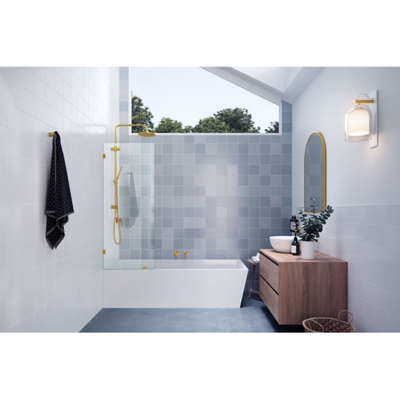 Glass Warehouse GW-BF-25-SB Vela 58-1/4" High X 25" Wide Shower Screen Frameless Tub Door