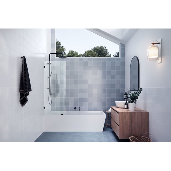 Glass Warehouse GW-BF-25-MB Vela 58-1/4" High X 25" Wide Shower Screen Frameless Tub Door