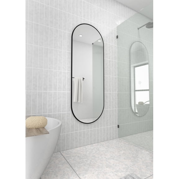Glass Warehouse SF-PL-22X60-B Inara 22" W X 60" H Oval Framed Full-Length Mirror - Black