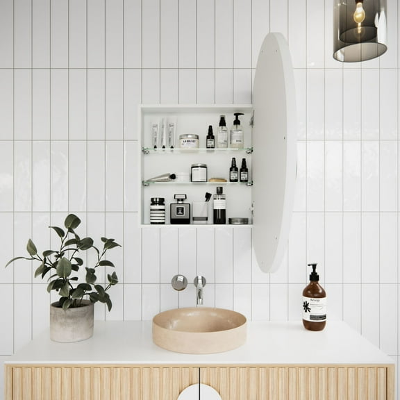 Glass Warehouse Sc1-R-32 Juno 32" X 32" Framed Single Door Medicine Cabinet - White