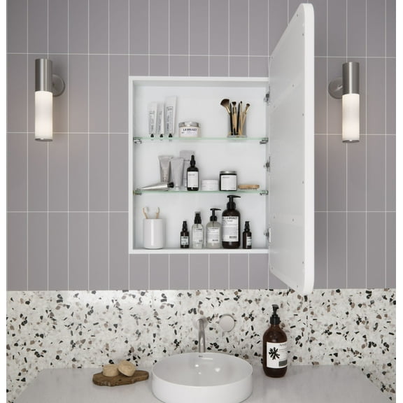 Glass Warehouse Sc1-Sq-22X32 Calla 22" X 32" Framed Single Door Medicine Cabinet - White