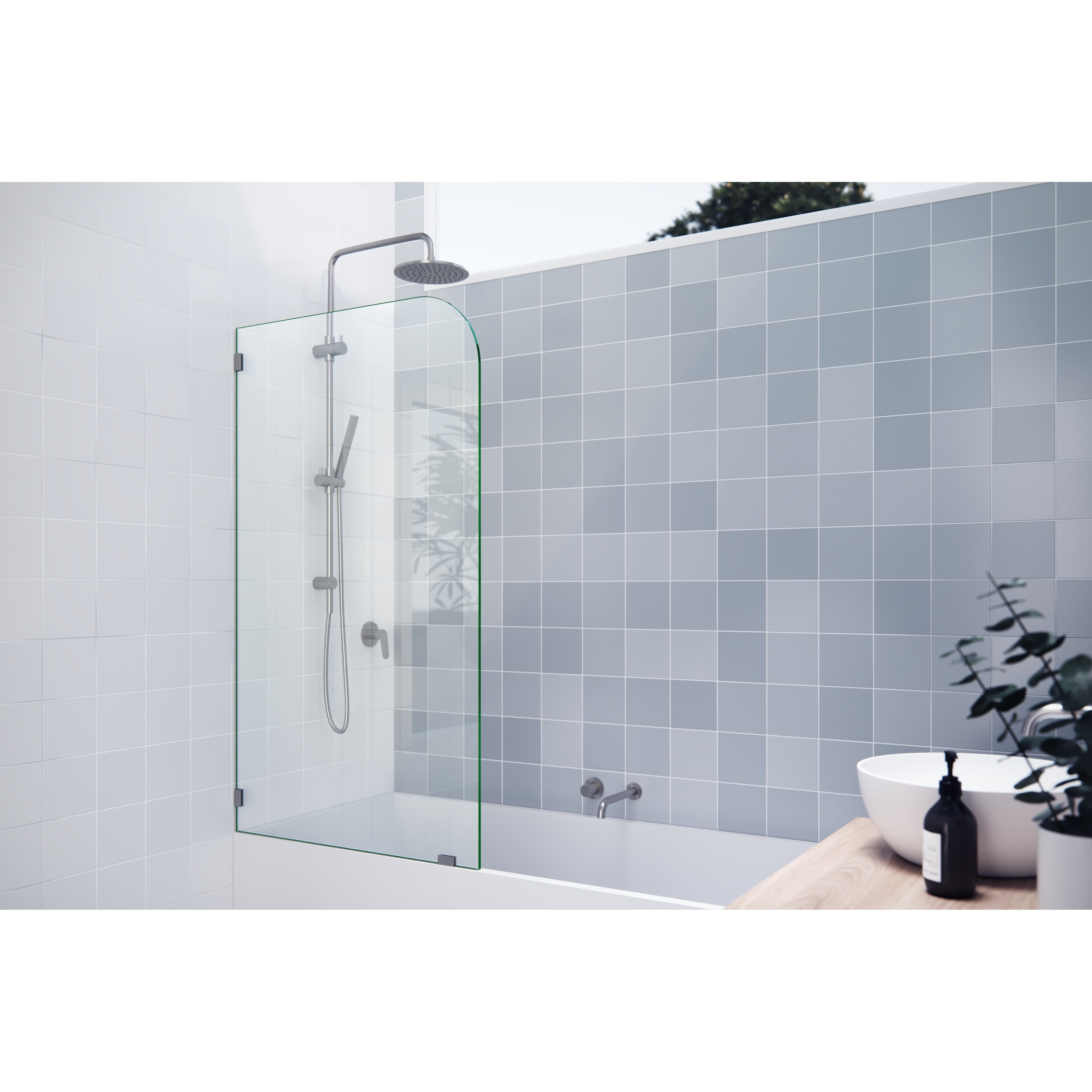 Solaris 30" x 58.25" Frameless Clear Glass Bathtub Shower Panel