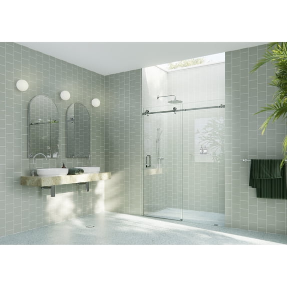 Glass Warehouse SQSLD-60-CH Astro 78" High X 60" Wide Sliding Frameless Shower Door -
