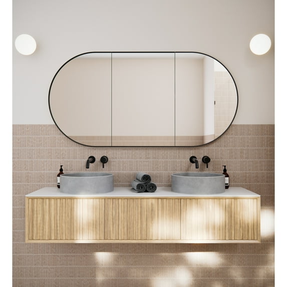 Glass Warehouse Stainless Steel Pill Medicine Cabinet Matte Black