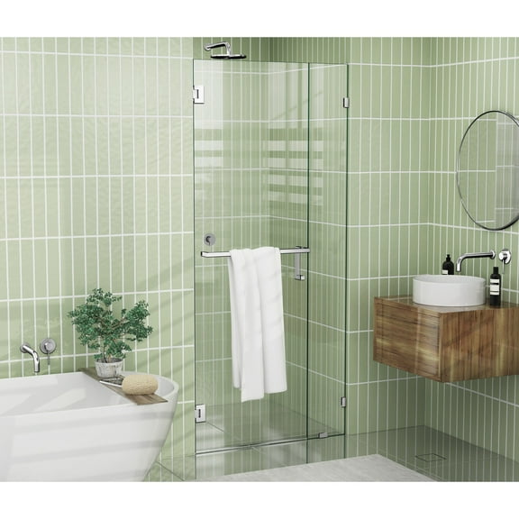 Glass Warehouse  78" x 38.25" Frameless Towel Bar Shower Door- Wall Hinge Polished Chrome Chrome Finish