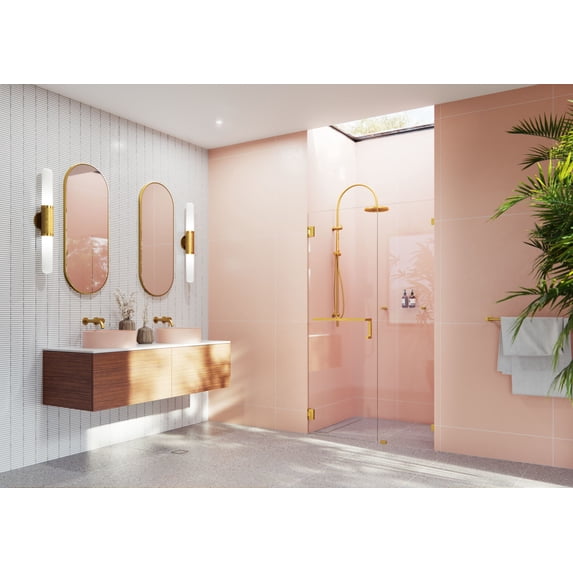 Glass Warehouse TBWH-45-75-SB Umbra 78" High X 45-3/4" Wide Hinged Frameless Shower Door -