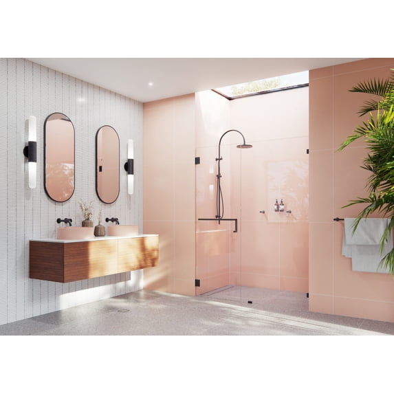 Glass Warehouse TBWH-60-75-MB Umbra 78" High X 60-3/4" Wide Hinged Frameless Shower Door -