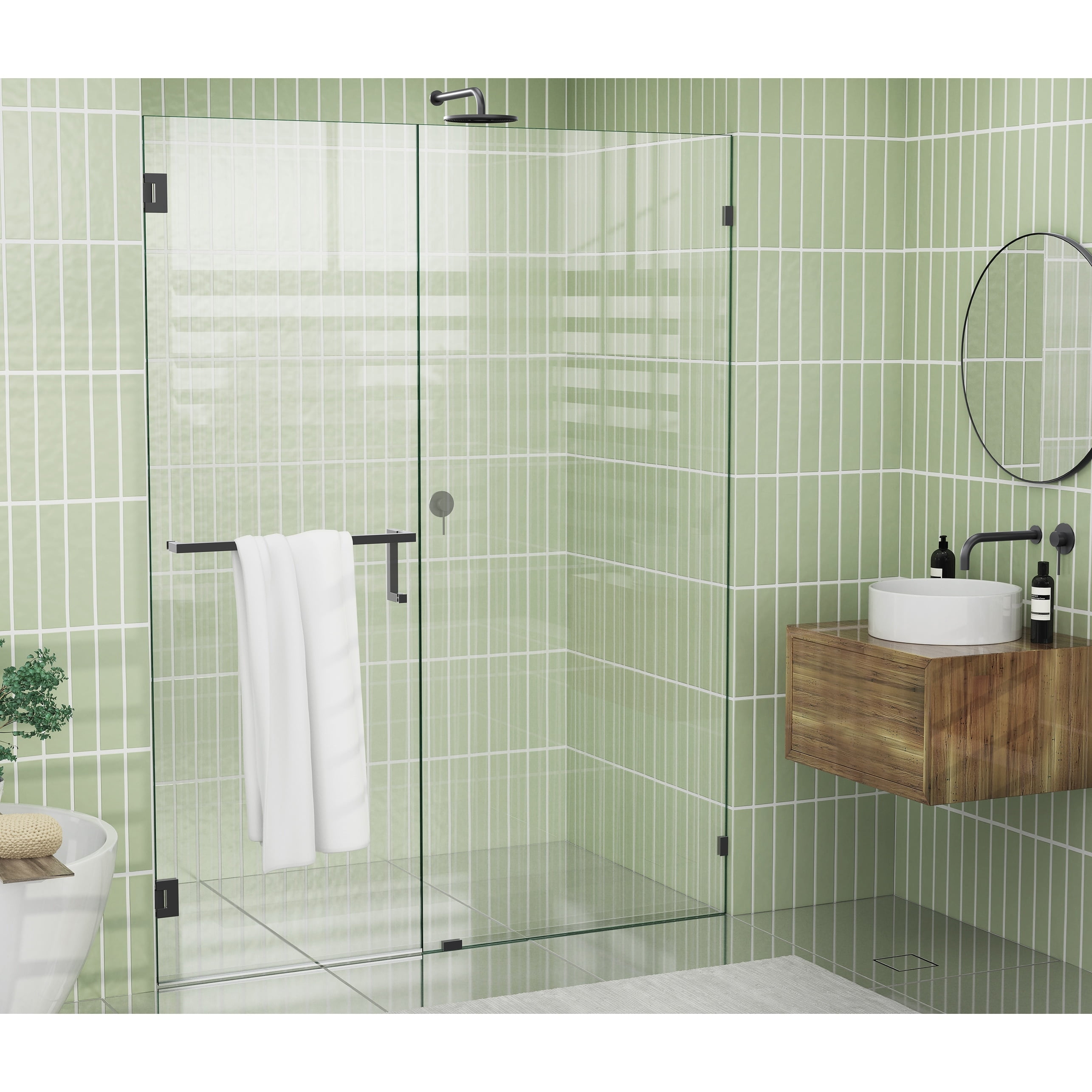 Glass Warehouse 78" x 60" Frameless Towel Bar Shower Door Wall Hinge