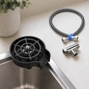 Glass Washer Cup for Sink, Stainless Steel Cup Washer for Bar Kitchen, Automatic Rinser with ABS Housing, Countertop Glass Cleaner, Black