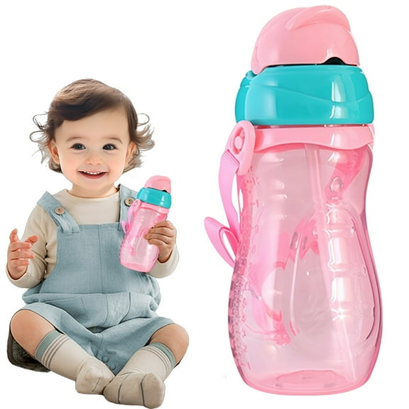 Glass Water Bottle,260/330ml Portable Baby Leak Proof Drinking Water Bottle Cup With Handles