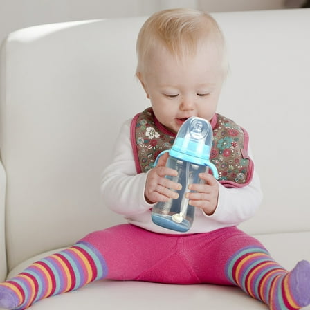 Glass Water Bottle,300ML Wide Caliber PP Baby Bottle With Handle Anti Drop Anti Flatulence Plastic Baby Bottle