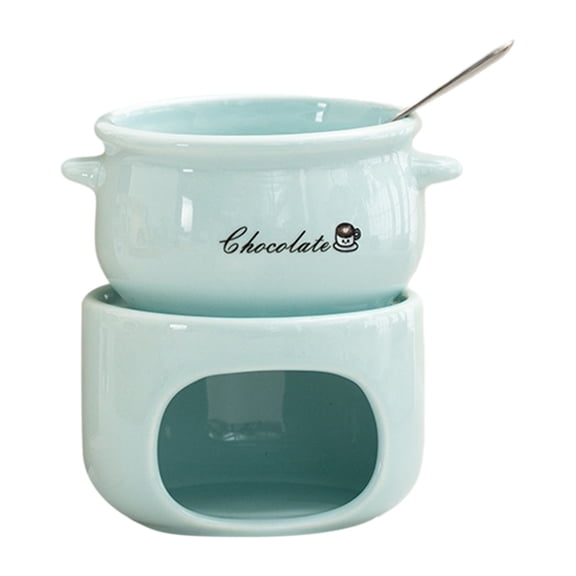 Glass Water Bottle,Ceramic Fondue Melting Cup – Portable Chocolate & Cheese Fondue Mug with Fork – Candle-Heated Dessert Tool, Easy to Use Personal Fondue Pot for Parties, Gifts & Home Treats