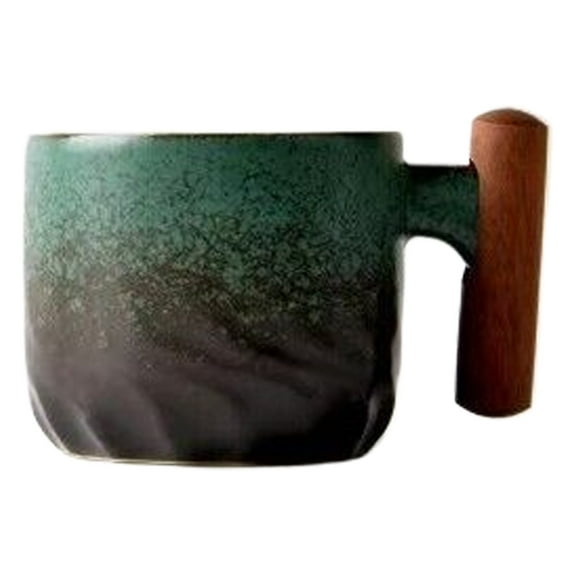 Glass Water Bottle,Ceramic Gradient Wooden Handle Latte Coffee Cup Coarse Pottery Japanese Style Master Cup Kiln Made Mug Tea Cup Tea Tasting Cup