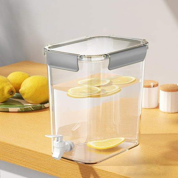 Glass Water Bottle,Cold Kettle With Faucet In Refrigerator Iced Beverage Dispenser In Refrigerator With Spigot Large Capacity Cold Water Pitcher Fruit Drink Dispenser Beverage Container For Kitc