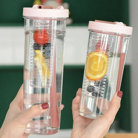 Glass Water Bottle,Elegant Transparent 670ml Plastic Water Bottle With Lid Juice Stick Cup Drink Cup For Students