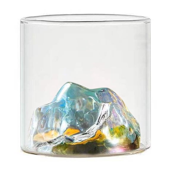 Glass Water Bottle,Glacier Texture Old Fashioned Glasses, Set of 2 Thick Bottom Whiskey Glasses - Novelty Rock Tumbler for Bourbon, Scotch, Cocktail, Aesthetic Barware for Home Bar