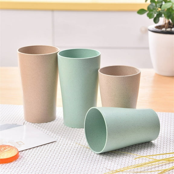 Glass Water Bottle,Healvian 4pcs Plastic Drinking Cups Stackable Water Tumblers For Water Cold Drinks And Hot Drinks Reusable Water Cups For Outdoor Picnic Camping