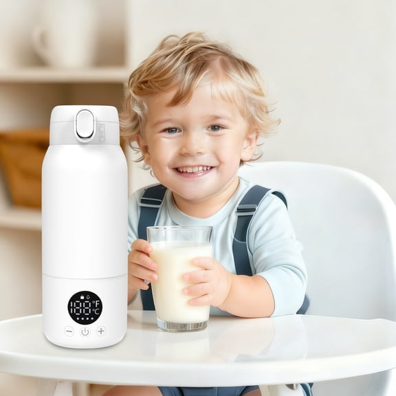 Glass Water Bottle,Portable Bottle Warmer, 14,800mAh Travel Breast Milk & Formula Warmer, Fast Heating with Digital Temp Control, 17oz, 316 Stainless Steel, for Baby On-the-Go