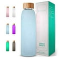 thumbnail image 1 of Glass Water Bottle with Protective Silicone Sleeve and Bamboo Lid by Urban green, 18oz, 1extra 304 Stainless Steel Lid with Handle, BPA Free, Dishwasher Safe, Gift Box, Mother's Day Gift, 1 of 3