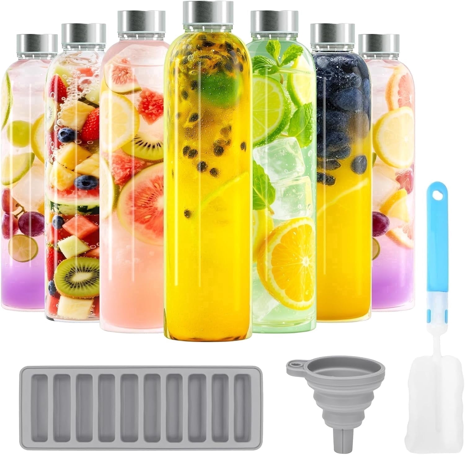 stusgo 18Oz Glass Bottles with Lids Set of 6,Bottle Containers for ...