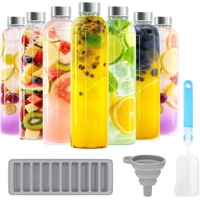 stusgo 18Oz Glass Bottles with Lids Set of 6,Bottle Containers for Liquid, smoothie bottle, BPA Free,Clear Glass Water Bottles with Stainless Steel Leak Proof Lids for Home, Office,Gym & Outdoors.