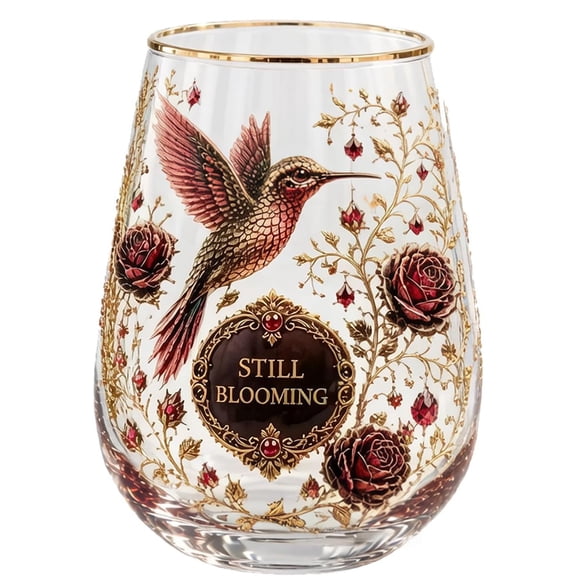 Glass Water Bottle Tea Cup – 14oz Gold Rimmed Garden Theme Tumbler for Hot & Cold Drinks
