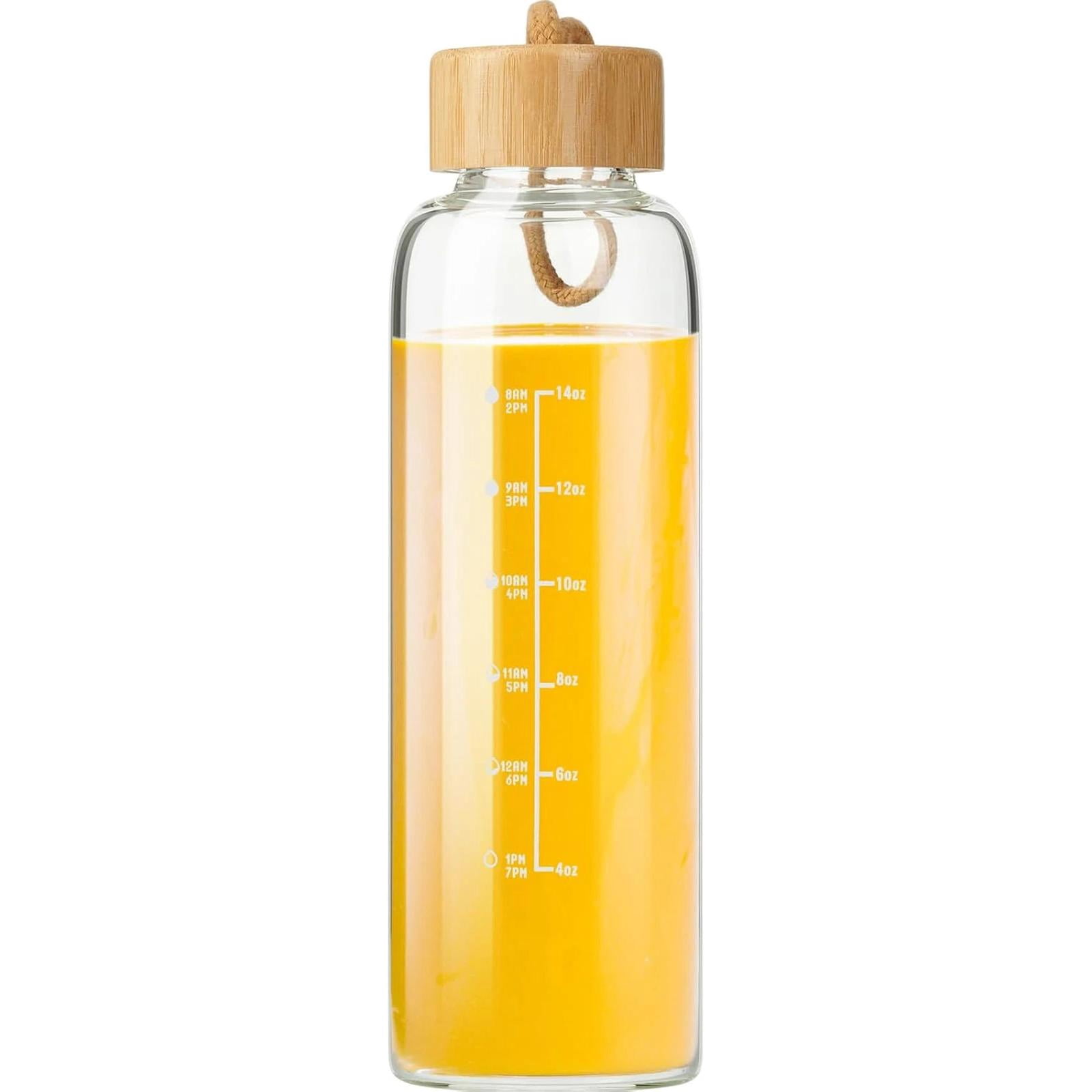 Glass Water Bottles: 17oz Borosilicate Bottle with Lid & Time Marker ...