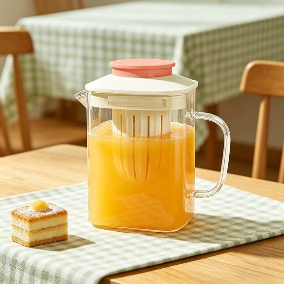 Glass Water Cup Pitcher 850ml Filter Screen - High Borosilicate Heat-Resistant Tea Kettle Jug, Detachable Strainer, Microwave , Dishwasher