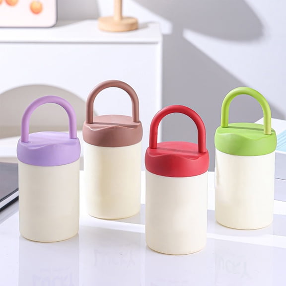 Glass Water Cup | Portable Multicolor Drinking Tumbler with Leak-Resistant Lid | 480ml | Carry Handle Doubles as Mobile Phone Stand | Green Red Coffee Brown Purple | 19.8x8.5cm | 1 Pack