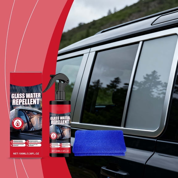 Glass Water Repellent Cleaner Spray 100ml for Car Windshields and House Windows, Hydrophobic Coating Improves Rain Visibility and Driving Safety, Lasts for Weeks