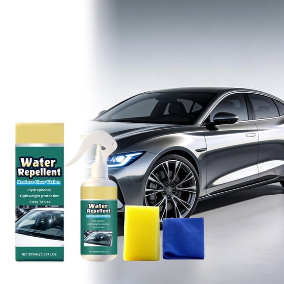 Glass Waterproof Spray Suit Deep Cleaning Hydrophilic | 100ml | Universal Glass Cleaner for All Models | Advanced Water- Protection | Streak-Free Shine | Includes Sponge & Towel