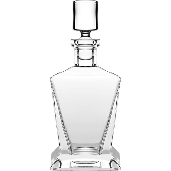 Glass - Whiskey Decanter - 25 oz. - By Barski - European Quality - Beautiful Square Decanter for Whiskey - Liquor - With Stopper - With Nice Square Base - Made in Europe