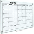 thumbnail image 1 of Glass Whiteboard Calendar Monthly Planner White Board Calendar Dry Erase Board 34”x46” Dry Erase Calendar For Wall Weekly Glass Calendar Whiteboard Home office Large Wall Calendar & Marker Tray, 1 of 5