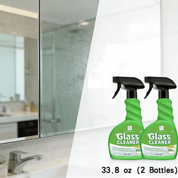Glass Cleaner Spray Refill,33.8 oz Fast-Acting Cleans & Polishes Glass Surfaces | Fresh Scent, Removes Fingerprints, Dust, Dirt, Smoke Film (Pack of 2)