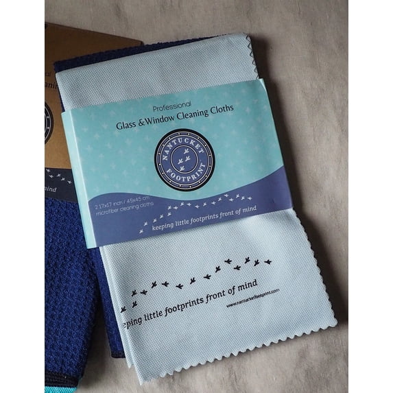 Nantucket Footprint Glass & Window Cleaning Cloths, Microfiber Cleaning Cloth Set, 2 Count