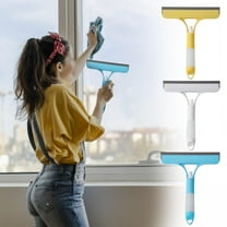 Glass Window Cleaning Tool 3-in-1 Squeegee Brush with Sprayer - 10 Inch Multipurpose Cleaning Kit with Sponge Head & Rubber Blade for Windows, Mirrors, Shower, Car Glass, Home & Bathroom Use