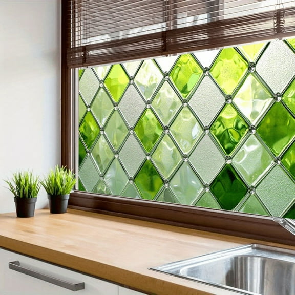 Glass Window Film Geometric Self-Adhesive Film Frosted Privacy Glass Film Decors-F