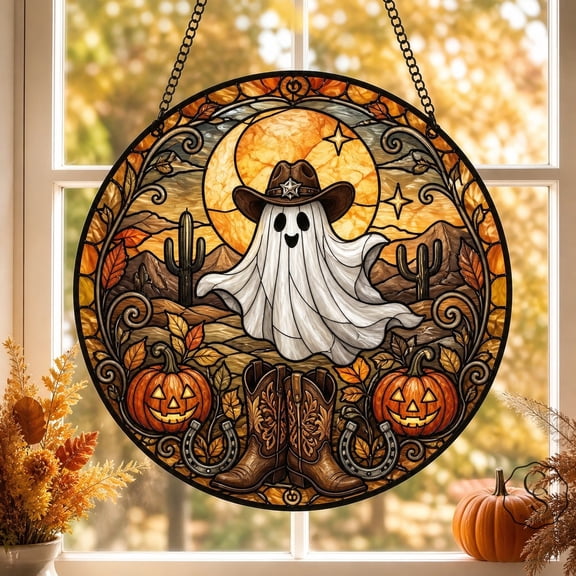 Glass Window Hanging Western Halloween Ghost for Window Decor for Halloween Lovers