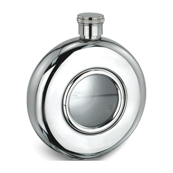 Glass Window Stainless Steel 5oz Round Flask GL974