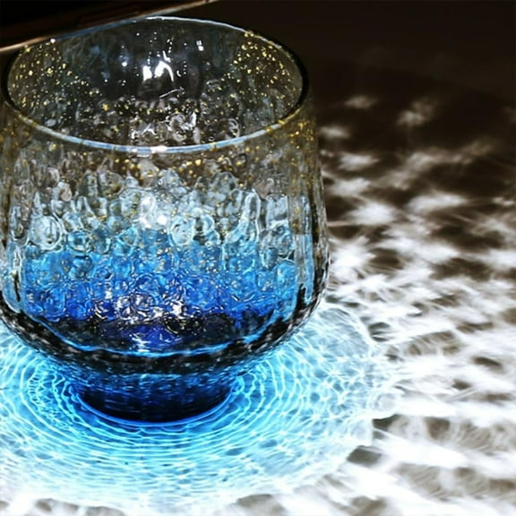 Glass Wine Cup, Dark Blue Crystal Glass Cup, Juice Cup, Shot Glass, Funky Drinking Glass Cup, Stemless Glass, 3 "W x 3 "H x 3 "D, Glass Drinkware for Coffee Tea Wine Water Whiskey