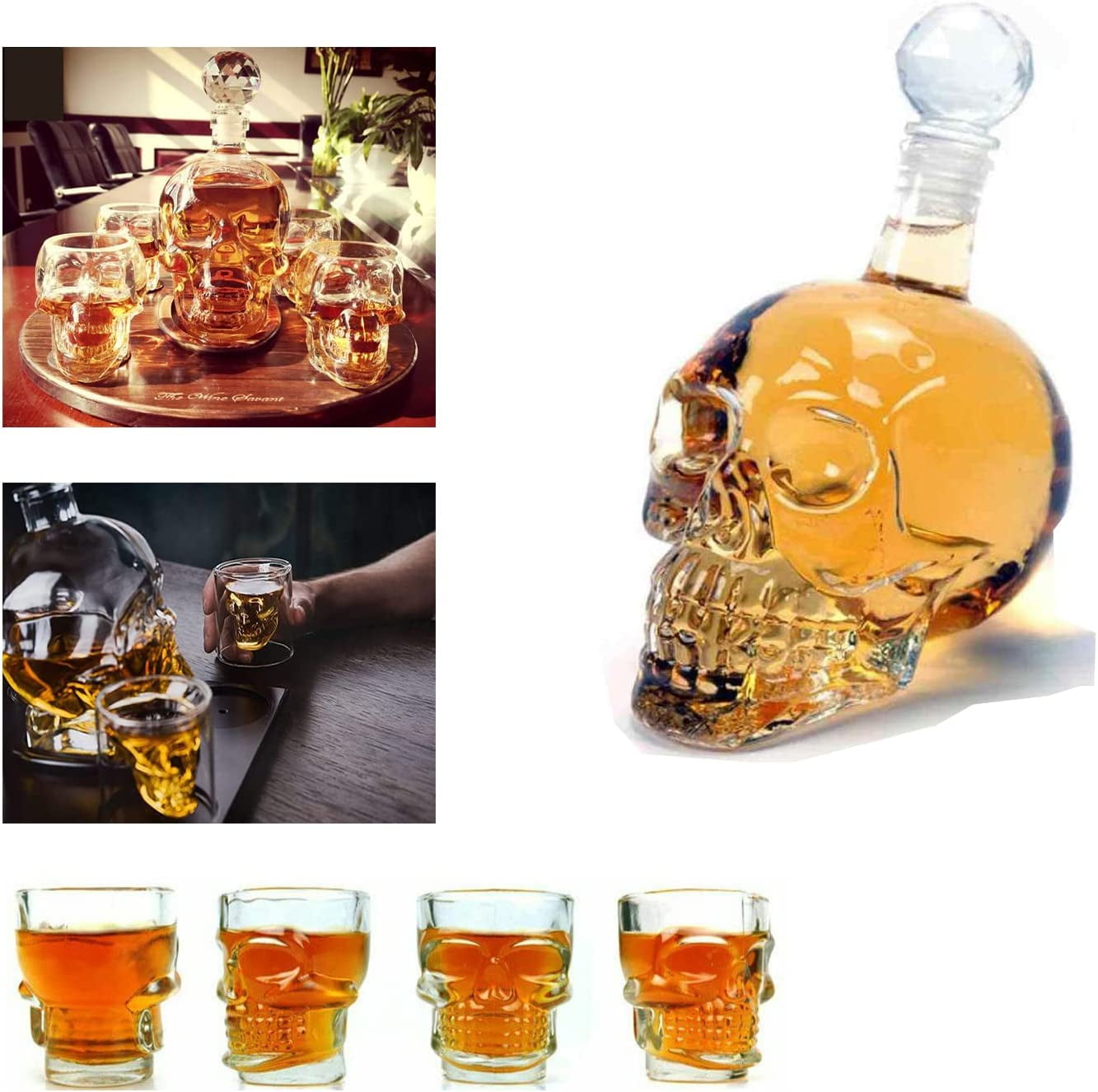 Whiskey Decanter Set With 2 Glasses, Transparent Creative Flask Carefe,  Whiskey Carafe for Wine, Scotch, Bourbon, Vodka, Liquor - 750ml Christmas  Gift