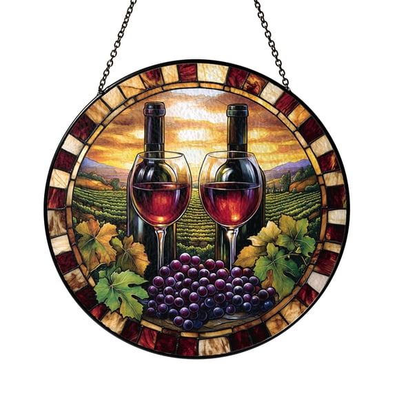 Glass Wine Grape Vine Suncatcher Window Hanging, Vineyard Inspired Home Window Decor