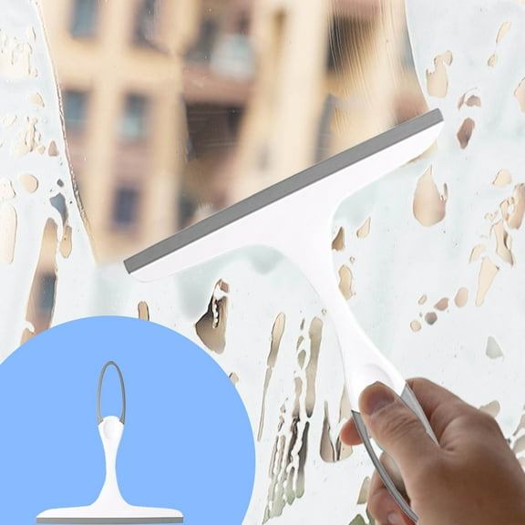 Glass Wiper Squeegee for Shower Doors & Windows | 10 Inch Handheld Window Cleaner Tool for Household & Car Windshield | White Plastic Ergonomic Grip Design