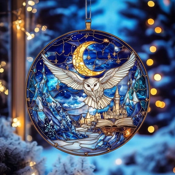 Glass Wizard Castle Suncatcher, Magic Ornament, Suncatcher Window Hanging, 3.5 in