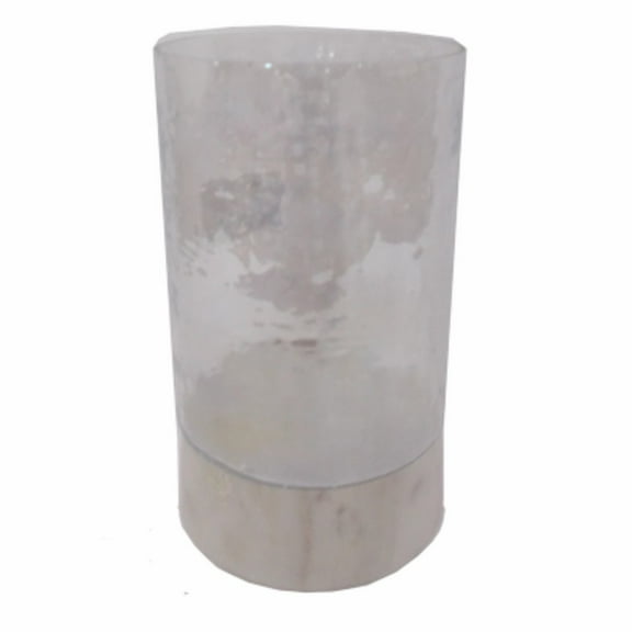Glass and Ceramic Candle Holder, White