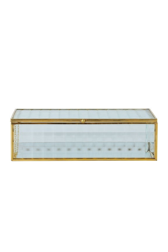 Sterling & Noble Home Textured Glass and Cooper Rectangular Tabletop Decorative Trinket Box